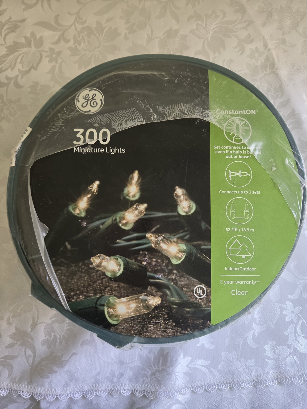 GE 300 Miniature Clear Bulb Lights Indoor Outdoor ConstantON Connects 3 Sets
